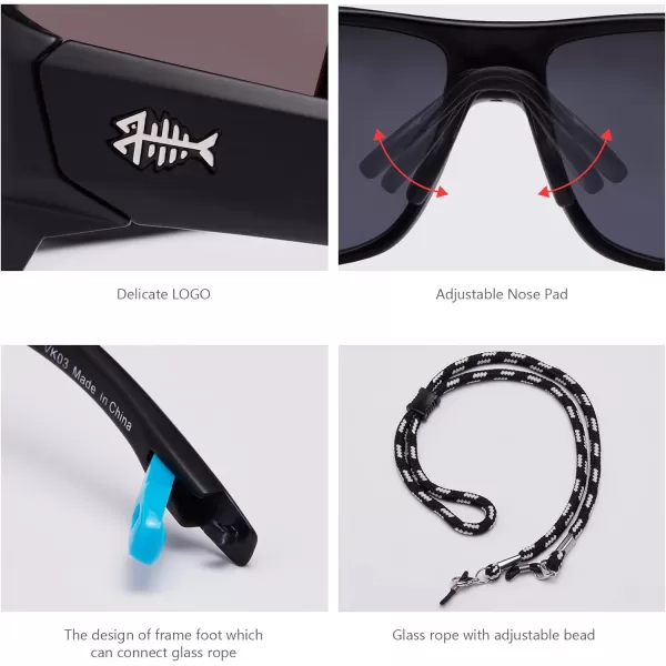 BASSDASH Polarized Sports Sunglasses for Men Women Fishing Driving Hiking UV400 with Lightweight TPX Unbreakable FrameV03 Frame  Matte Black  Lens  Ice Blue Mirror