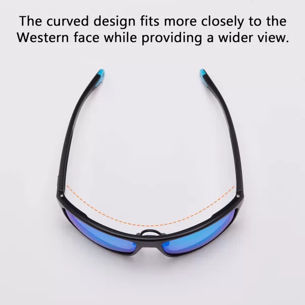 BASSDASH Polarized Sports Sunglasses for Men Women Fishing Driving Hiking UV400 with Lightweight TPX Unbreakable FrameV03 Frame  Matte Black  Lens  Ice Blue Mirror