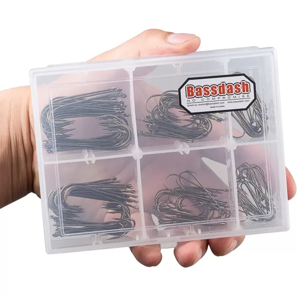 BASSDASH Saltwater Freshwater Hooks Assortment Pack Octopus Offset Hooks and Aberdeen Hooks in Assorted Sizes Tackle Box180 pcs assorted Aberdeen