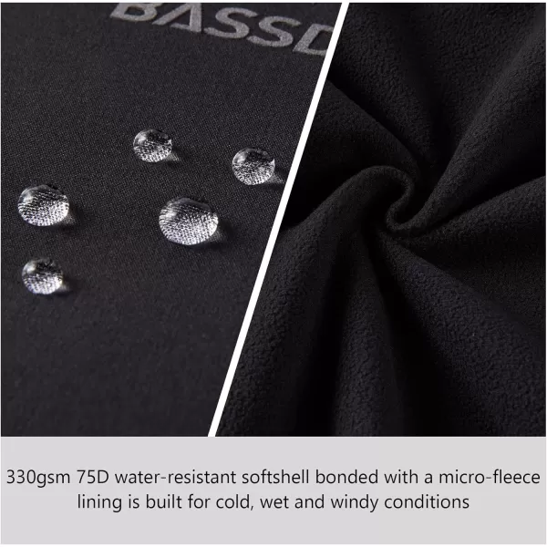 BASSDASH Splice Insulated Hunting Fishing Softshell Jackets with Face Cover Water Resistant for Men Windproof Fleeced CoatBlack