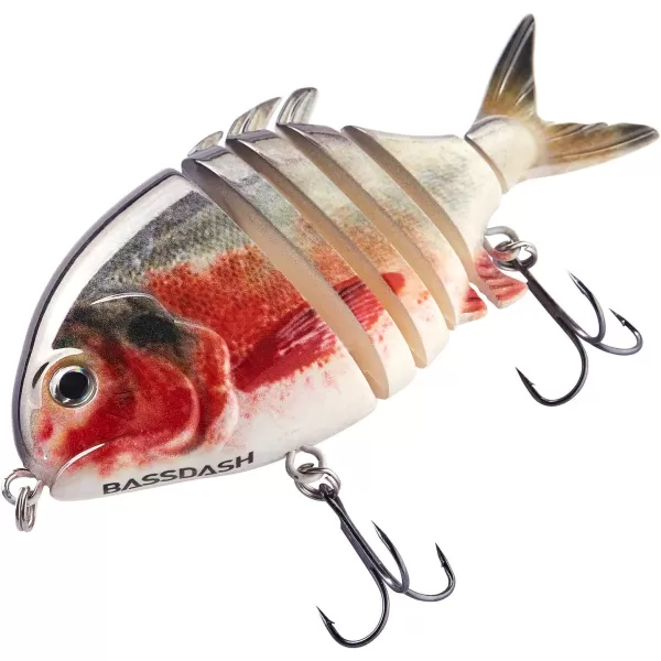 BASSDASH SwimPomfret Hard Swimbaits with Builtin Steel Balls 39in 13oz Casting Panfish Bluegill Fishing Lure for Bass Walleye Pike FishingBlackRed