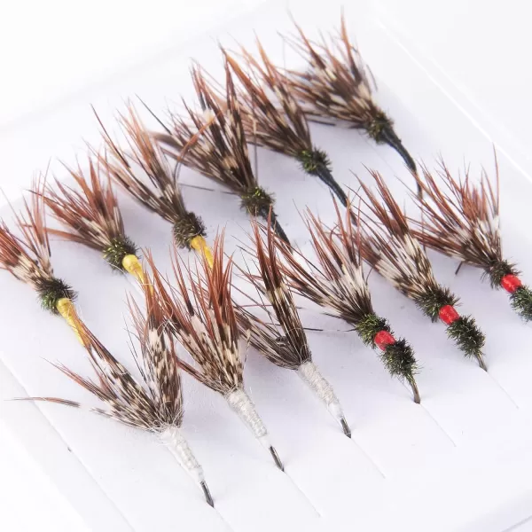 BASSDASH Trout Fly Fishing Flies Tenkara Wet Dry Flies Nymphs Sakasa Kebari 12pcs Assortment Barbless Barbed HooksBarbless Tenkara Flies for Trout Fishing