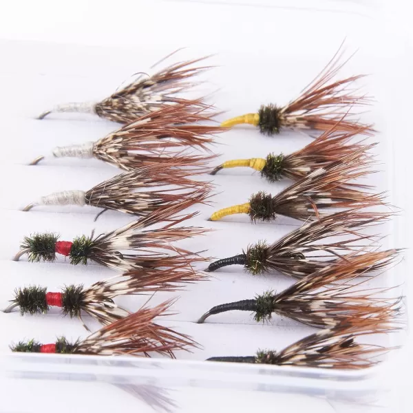 BASSDASH Trout Fly Fishing Flies Tenkara Wet Dry Flies Nymphs Sakasa Kebari 12pcs Assortment Barbless Barbed HooksBarbless Tenkara Flies for Trout Fishing