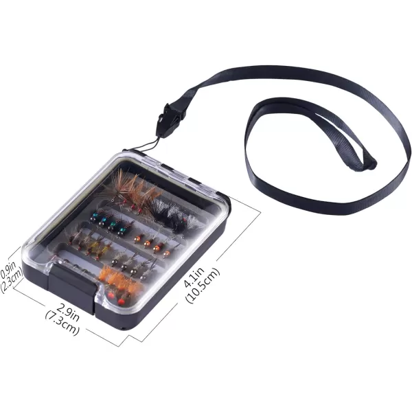 BASSDASH Trout Steelhead Salmon Fishing Flies Barbed Barbless Fly Hooks Include Dry Wet Flies Nymphs Streamers Eggs Fly Lure Kit with Fly Box32pcs barbless trout flies