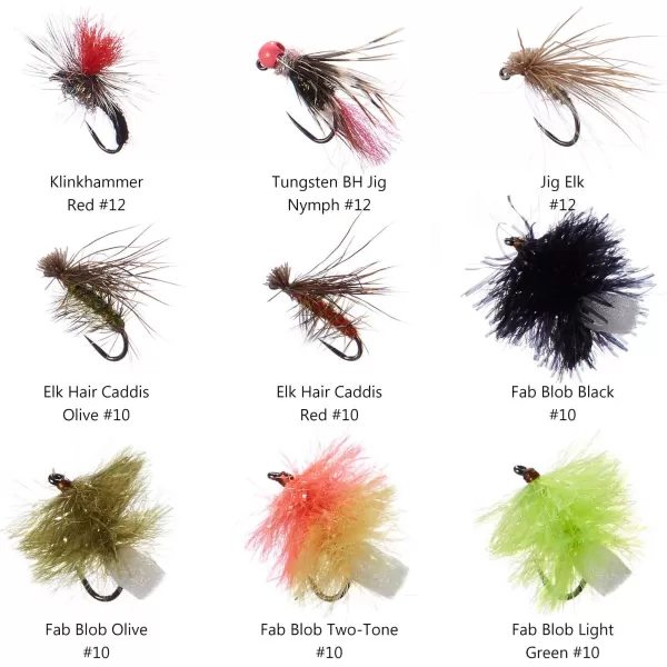 BASSDASH Trout Steelhead Salmon Fishing Flies Barbed Barbless Fly Hooks Include Dry Wet Flies Nymphs Streamers Eggs Fly Lure Kit with Fly Box60pcs barbless troutgrayling flies