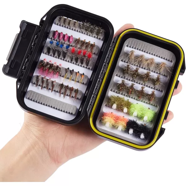 BASSDASH Trout Steelhead Salmon Fishing Flies Barbed Barbless Fly Hooks Include Dry Wet Flies Nymphs Streamers Eggs Fly Lure Kit with Fly Box60pcs barbless troutgrayling flies