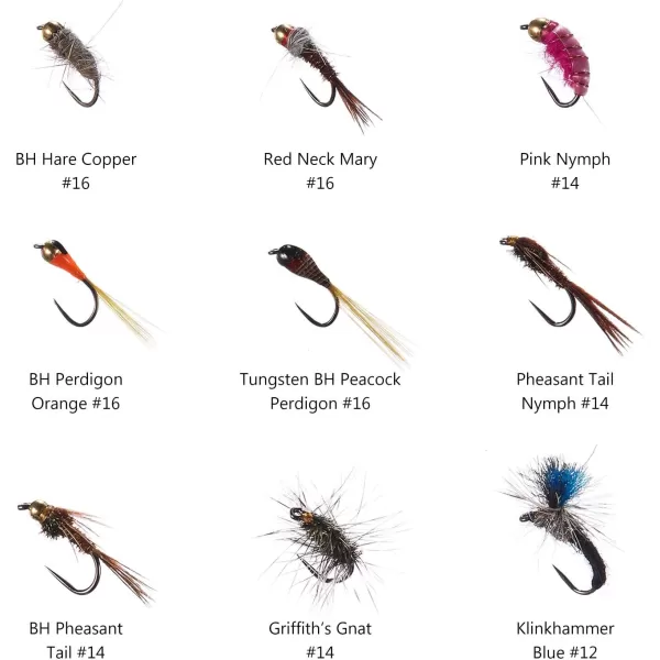 BASSDASH Trout Steelhead Salmon Fishing Flies Barbed Barbless Fly Hooks Include Dry Wet Flies Nymphs Streamers Eggs Fly Lure Kit with Fly Box60pcs barbless troutgrayling flies