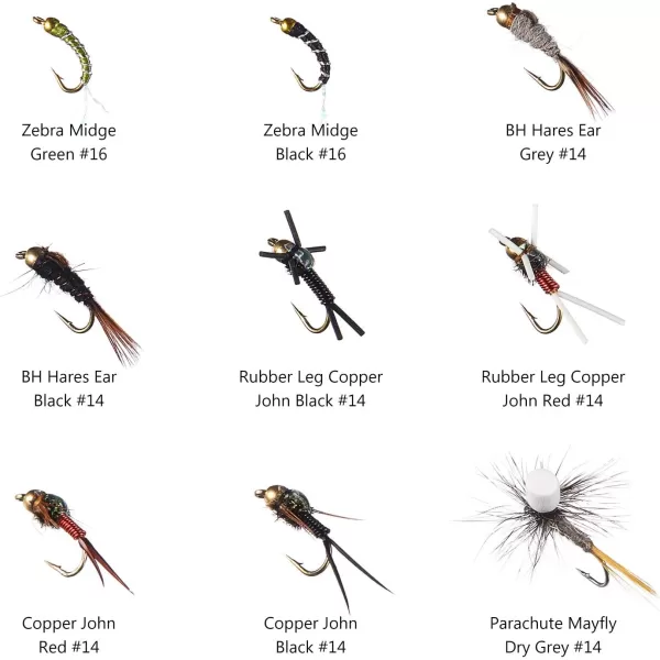 BASSDASH Trout Steelhead Salmon Fishing Flies Barbed Barbless Fly Hooks Include Dry Wet Flies Nymphs Streamers Eggs Fly Lure Kit with Fly Box62pcs barbed troutsteelheadsalmon flies