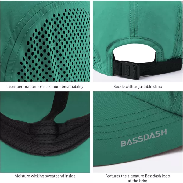 BASSDASH UPF 50 Foldable Fishing Hat Baseball Cap with Removable Neck Flap Portable for Men Women Golf HikingAqua Green With Unfoldable Brim