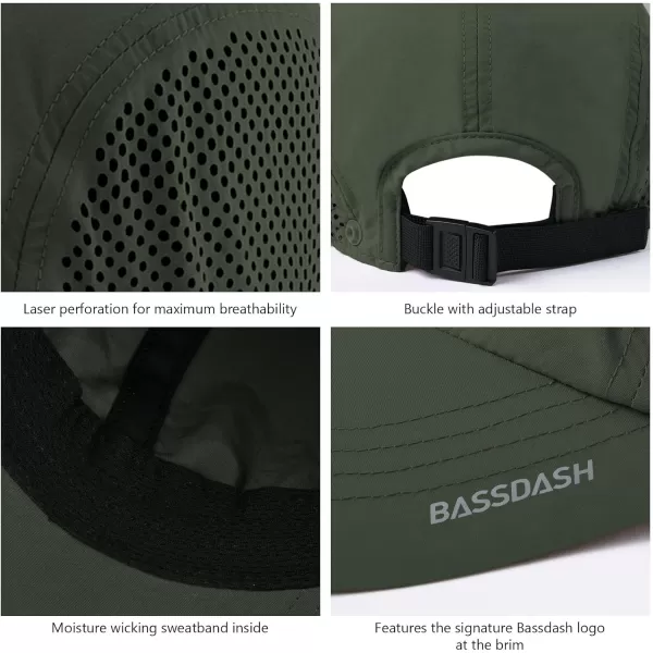 BASSDASH UPF 50 Foldable Fishing Hat Baseball Cap with Removable Neck Flap Portable for Men Women Golf HikingArmy Green With Unfoldable Brim