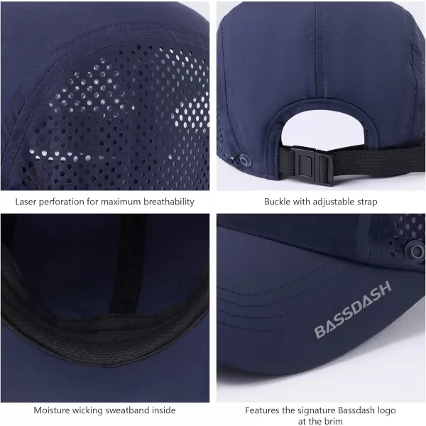 BASSDASH UPF 50 Foldable Fishing Hat Baseball Cap with Removable Neck Flap Portable for Men Women Golf HikingDark Blue With Unfoldable Brim