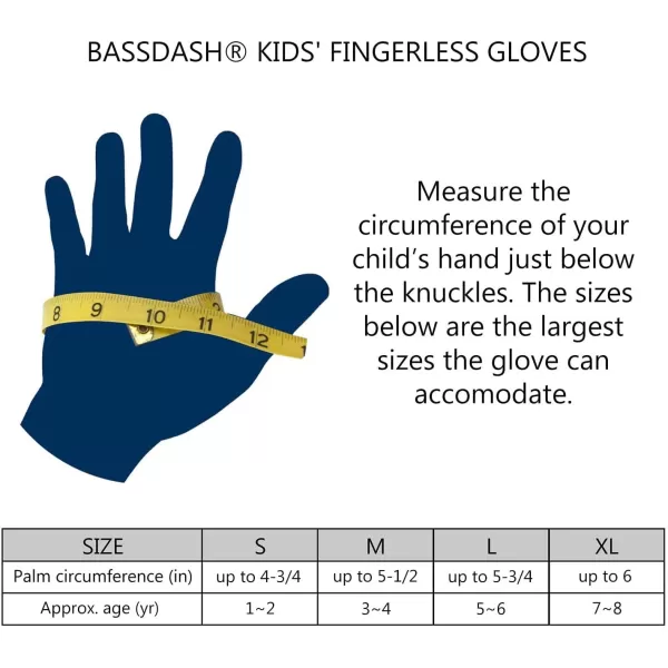 BASSDASH UPF 50 Kids Gloves with Padded Grippy Palm UV Protection for Bicycles Fishing for 18 Years Old Boys GirlsInsects