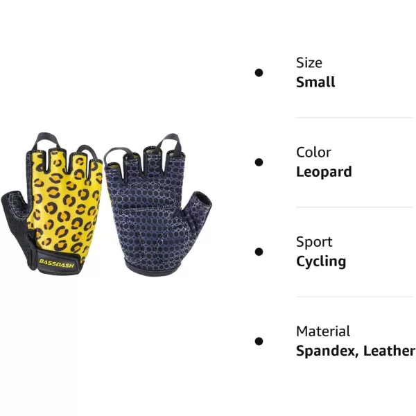 BASSDASH UPF 50 Kids Gloves with Padded Grippy Palm UV Protection for Bicycles Fishing for 18 Years Old Boys GirlsLeopard