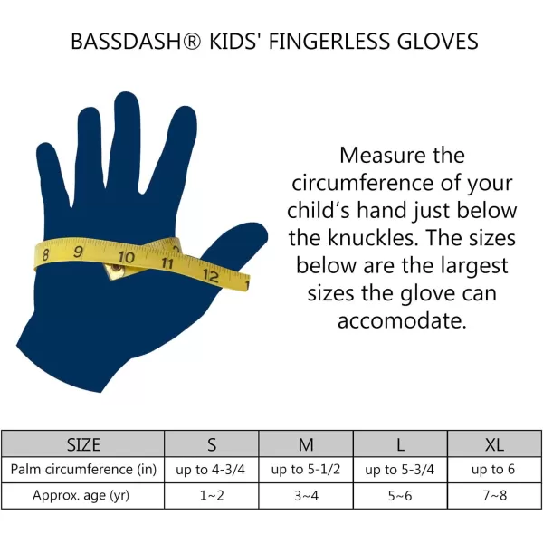 BASSDASH UPF 50 Kids Gloves with Padded Grippy Palm UV Protection for Bicycles Fishing for 18 Years Old Boys GirlsStarfishes