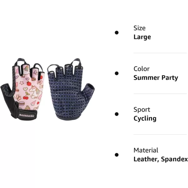 BASSDASH UPF 50 Kids Gloves with Padded Grippy Palm UV Protection for Bicycles Fishing for 18 Years Old Boys GirlsSummer Party