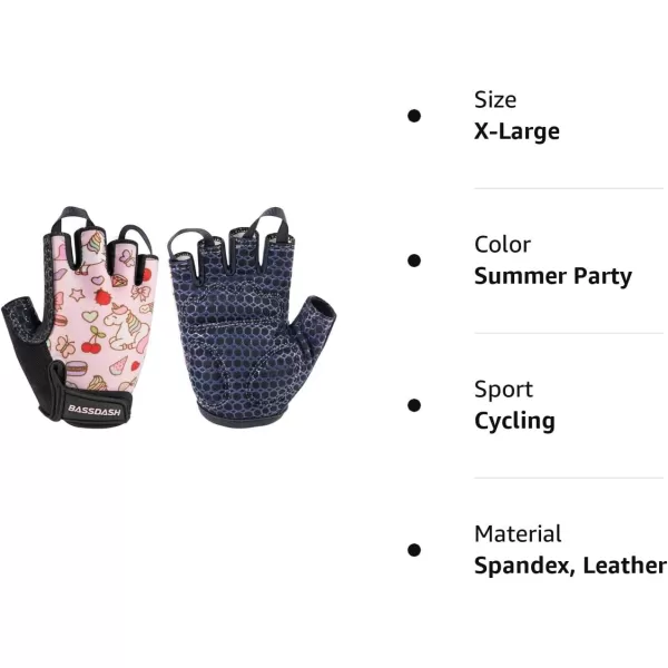 BASSDASH UPF 50 Kids Gloves with Padded Grippy Palm UV Protection for Bicycles Fishing for 18 Years Old Boys GirlsSummer Party