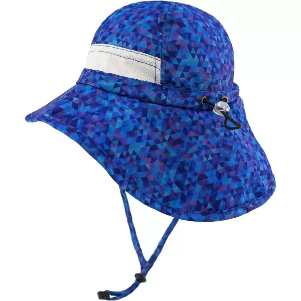 BASSDASH UPF 50 Kids Sun Hat with Wide Brim Neck Flap Mesh Vent for Boys GirlsGeometric