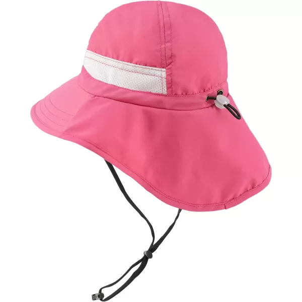 BASSDASH UPF 50 Kids Sun Hat with Wide Brim Neck Flap Mesh Vent for Boys GirlsRose Pink