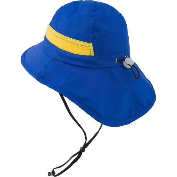 BASSDASH UPF 50 Kids Sun Hat with Wide Brim Neck Flap Mesh Vent for Boys GirlsRoyal Blue