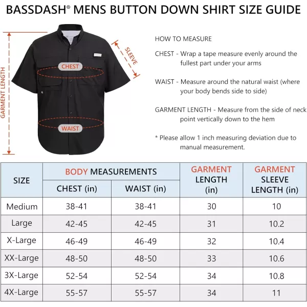 BASSDASH UPF 50 Mens Fishing Dress Shirt Button Down Woven Short Sleeve OutdoorBlack