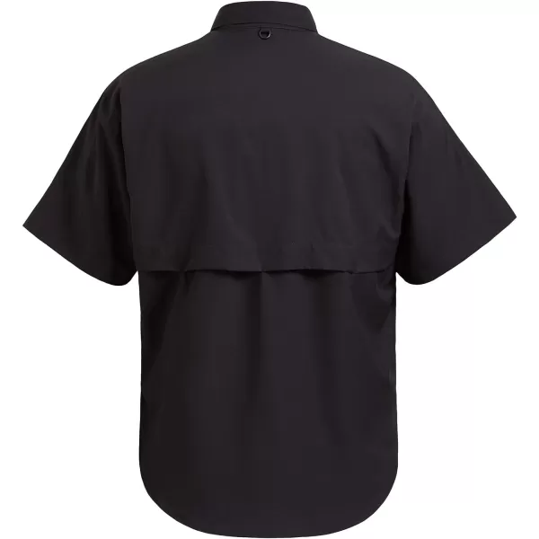 BASSDASH UPF 50 Mens Fishing Dress Shirt Button Down Woven Short Sleeve OutdoorBlack