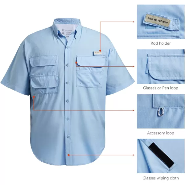 BASSDASH UPF 50 Mens Fishing Dress Shirt Button Down Woven Short Sleeve OutdoorCarolina