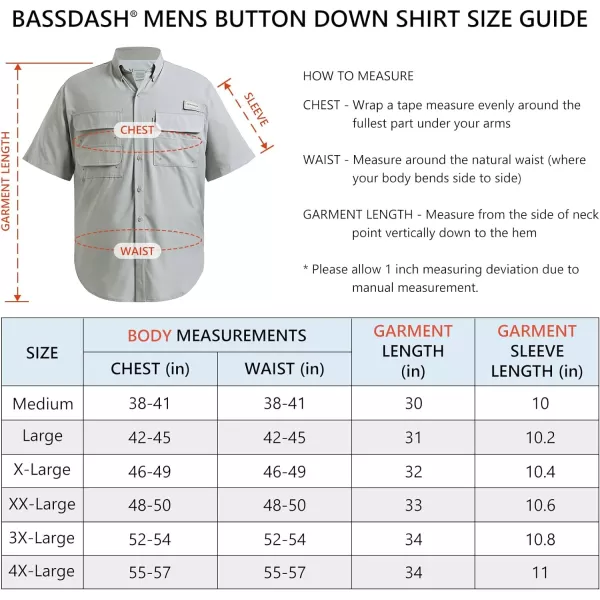 BASSDASH UPF 50 Mens Fishing Dress Shirt Button Down Woven Short Sleeve OutdoorCool Grey