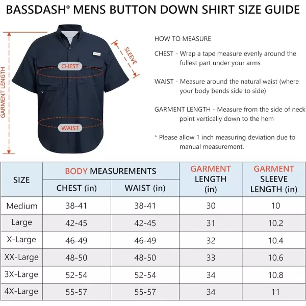 BASSDASH UPF 50 Mens Fishing Dress Shirt Button Down Woven Short Sleeve OutdoorDark Blue