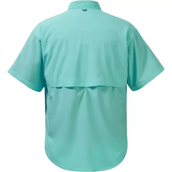 BASSDASH UPF 50 Mens Fishing Dress Shirt Button Down Woven Short Sleeve OutdoorSeafoam