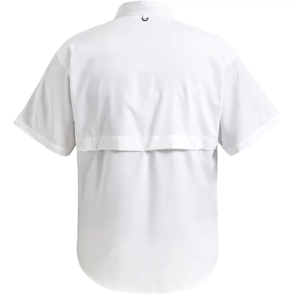 BASSDASH UPF 50 Mens Fishing Dress Shirt Button Down Woven Short Sleeve OutdoorWhite