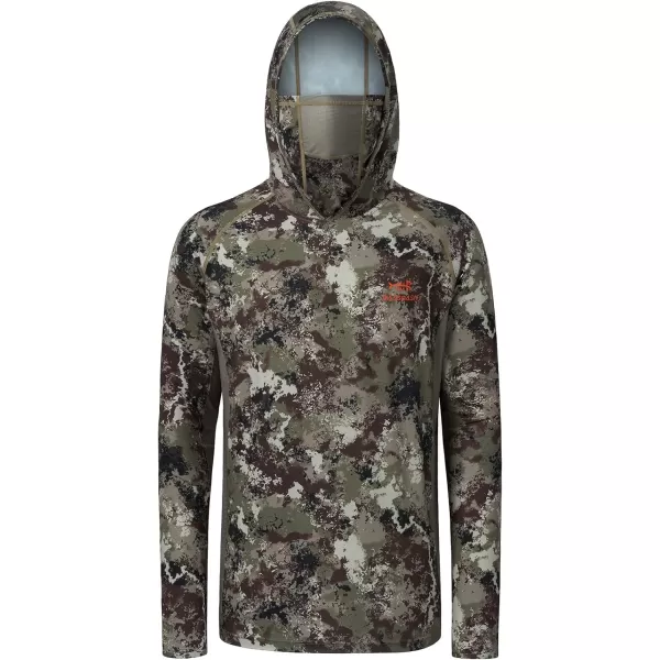 BASSDASH UPF 50 Mens Hunting Shirts with Mask Long Sleeve Camo Fishing HoodieGrunge Camo