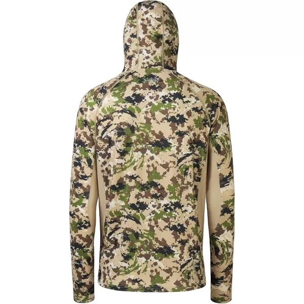 BASSDASH UPF 50 Mens Hunting Shirts with Mask Long Sleeve Camo Fishing HoodieHighland