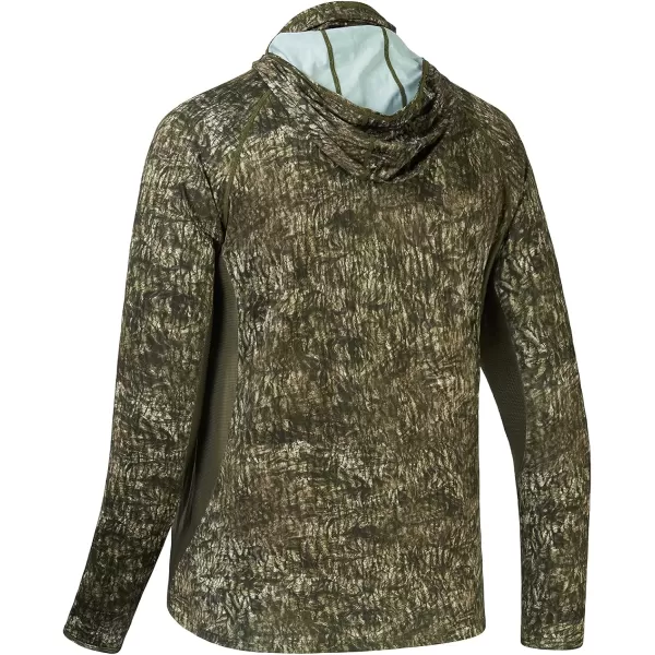 BASSDASH UPF 50 Mens Hunting Shirts with Mask Long Sleeve Camo Fishing HoodieMossy Wood