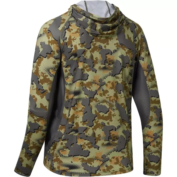 BASSDASH UPF 50 Mens Hunting Shirts with Mask Long Sleeve Camo Fishing HoodieOpen Terrain