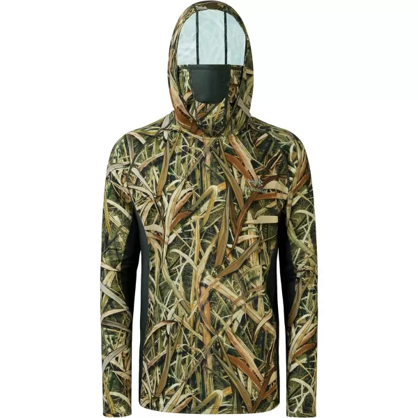 BASSDASH UPF 50 Mens Hunting Shirts with Mask Long Sleeve Camo Fishing HoodieReeds