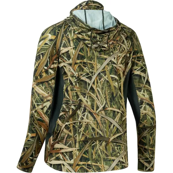 BASSDASH UPF 50 Mens Hunting Shirts with Mask Long Sleeve Camo Fishing HoodieReeds