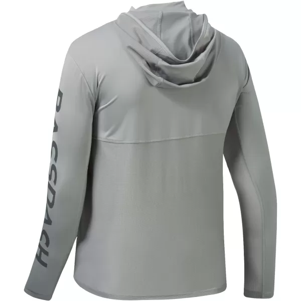 BASSDASH UPF 50 Mens UV Sun Protection Long Sleeve Performance Fishing Hoodie Hooded ShirtsAsh GreyDark Grey Logo