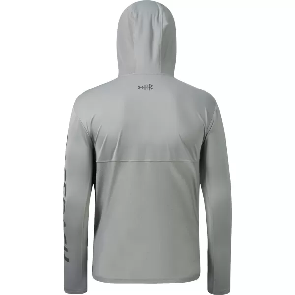 BASSDASH UPF 50 Mens UV Sun Protection Long Sleeve Performance Fishing Hoodie Hooded ShirtsAsh GreyDark Grey Logo