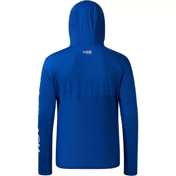 BASSDASH UPF 50 Mens UV Sun Protection Long Sleeve Performance Fishing Hoodie Hooded ShirtsRoyal BlueWhite Logo