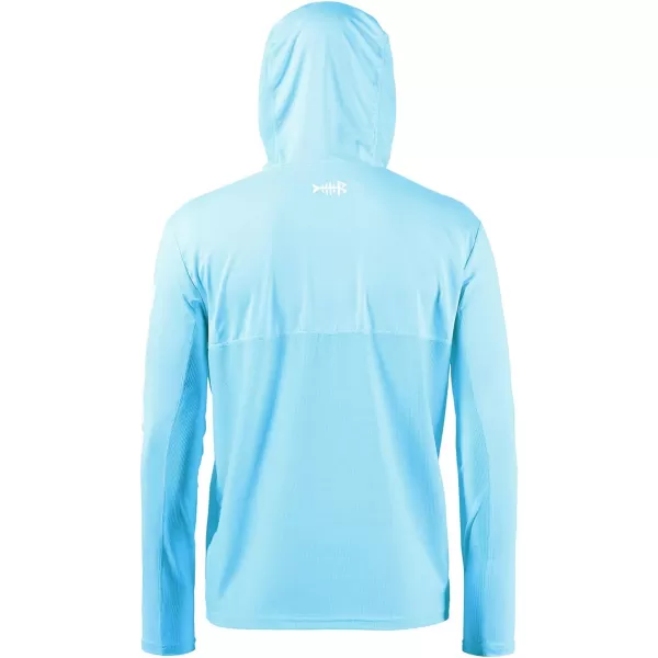 BASSDASH UPF 50 Mens UV Sun Protection Long Sleeve Performance Fishing Hoodie Hooded ShirtsSky BlueWhite Logo