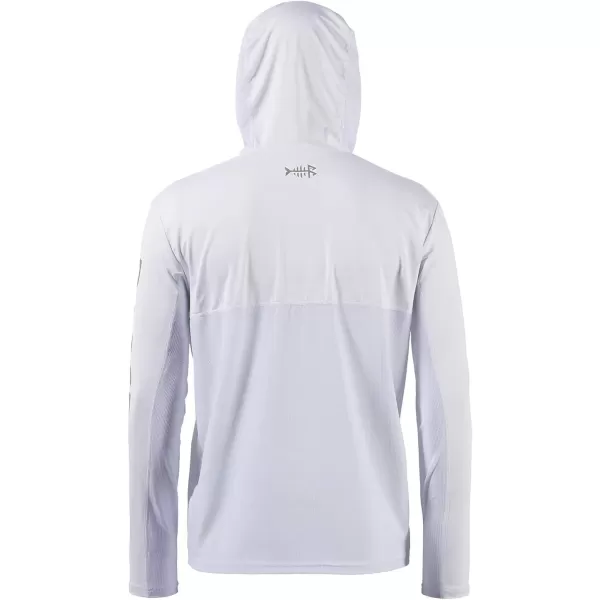 BASSDASH UPF 50 Mens UV Sun Protection Long Sleeve Performance Fishing Hoodie Hooded ShirtsWhiteGrey Logo