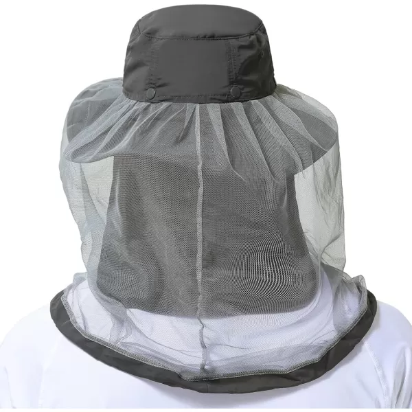 BASSDASH UPF 50 Mosquito Sun Hat with Hidden Head Net and Neck Flap for Men Women Outdoor Fishing Hiking CampingDark Grey