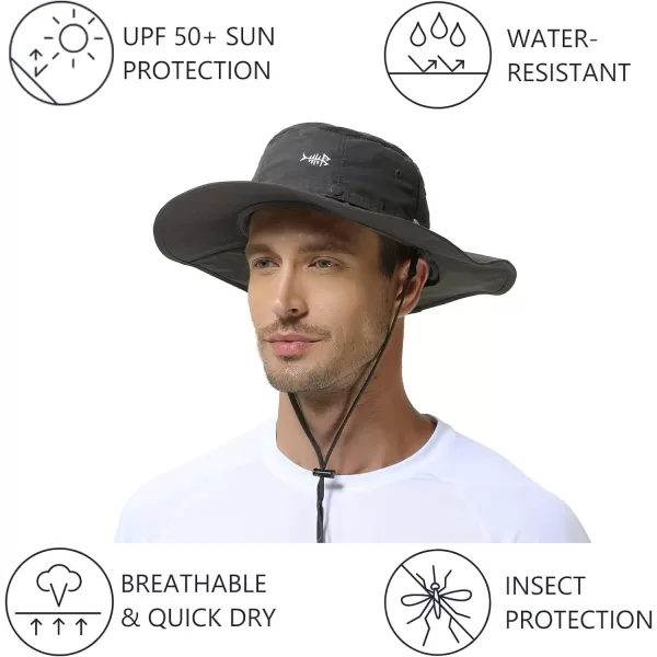 BASSDASH UPF 50 Mosquito Sun Hat with Hidden Head Net and Neck Flap for Men Women Outdoor Fishing Hiking CampingDark Grey