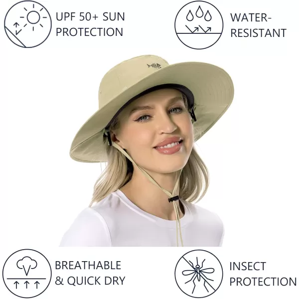 BASSDASH UPF 50 Mosquito Sun Hat with Hidden Head Net and Neck Flap for Men Women Outdoor Fishing Hiking CampingKhaki