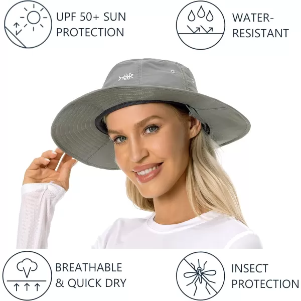 BASSDASH UPF 50 Mosquito Sun Hat with Hidden Head Net and Neck Flap for Men Women Outdoor Fishing Hiking CampingLight Grey