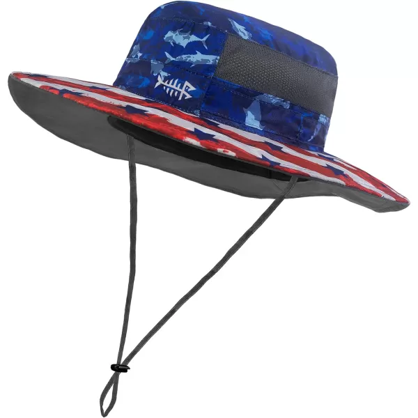 BASSDASH UPF 50 Sun Fishing Hat Water Resistant with Detachable Neck FlapAmericana