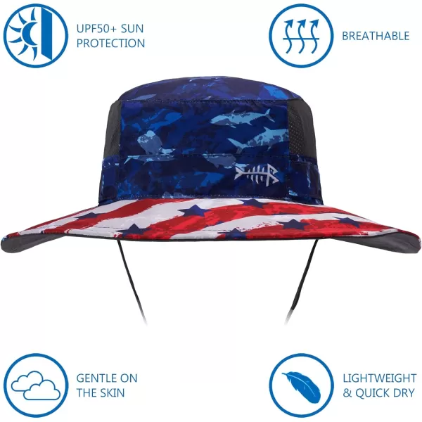 BASSDASH UPF 50 Sun Fishing Hat Water Resistant with Detachable Neck FlapAmericana