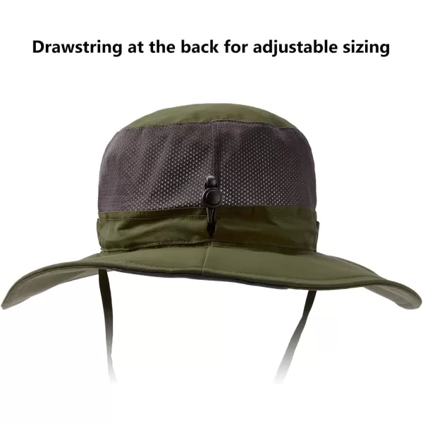 BASSDASH UPF 50 Sun Fishing Hat Water Resistant with Detachable Neck FlapArmy Green  Big Head Size