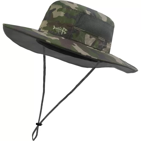 BASSDASH UPF 50 Sun Fishing Hat Water Resistant with Detachable Neck FlapArmy Green Camo