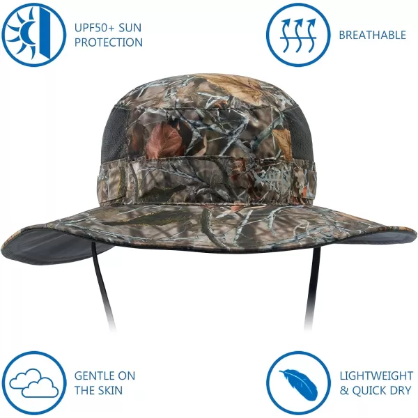 BASSDASH UPF 50 Sun Fishing Hat Water Resistant with Detachable Neck FlapAutumn Forest